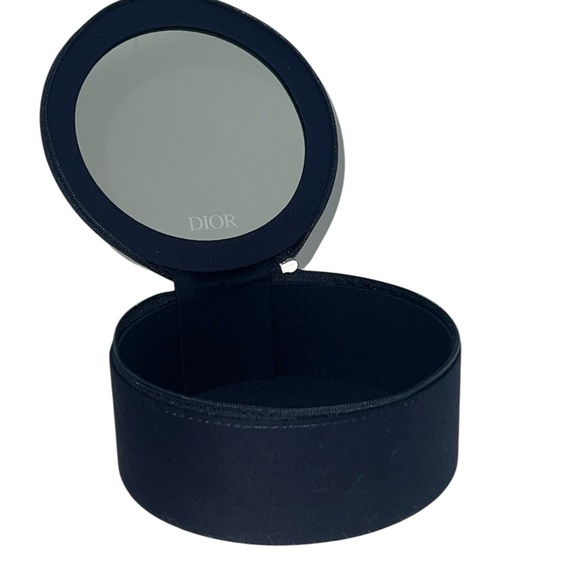CHRISTIAN DIOR Round Vanity Pouch Travel Makeup Bag Case W MIRROR NIB - Picture 2 of 7